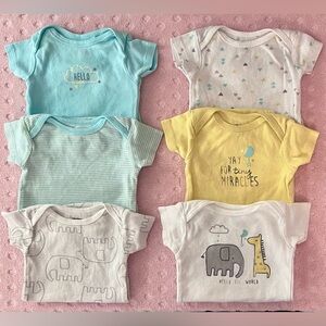 Gerber Yellow, Gray, White, Mint Baby Bodysuits Bundle (0-3 Months)